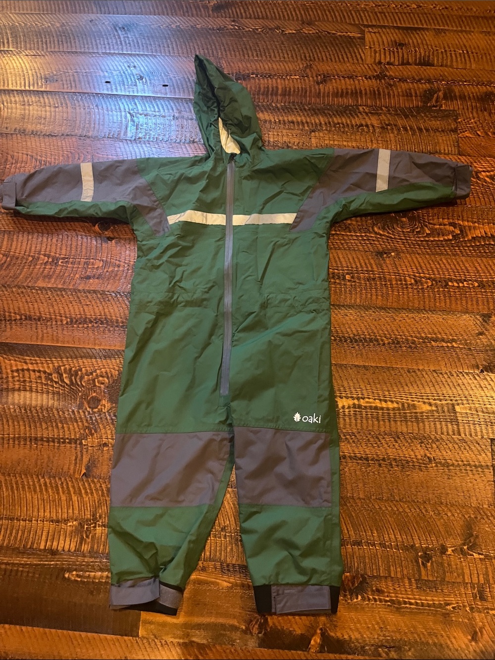 Oakiwear Kids Green Waterproof Rain Coverall with Reflective Stripes size 5T